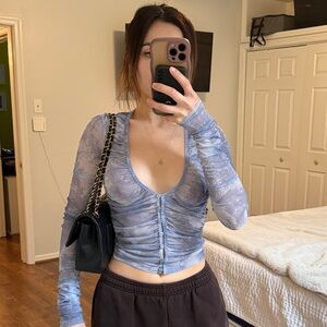 ZARA Elegant Blue Ruched Women's Top